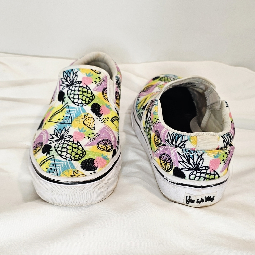 [Yes We Vibe] Pineapple & Citrus Beach Canvas Slip On Shoes Women 8
